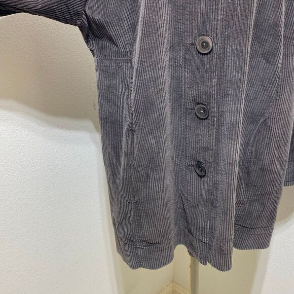 J Jill Corduroy Jacket Long Full Button Front Pockets Mandarin Collar Size Large - Picture 5 of 12